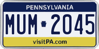 PA license plate MUM2045
