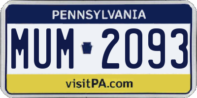 PA license plate MUM2093
