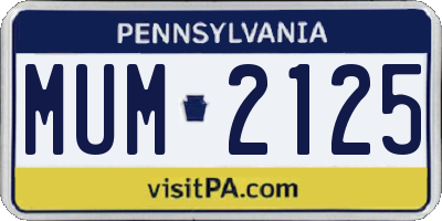 PA license plate MUM2125