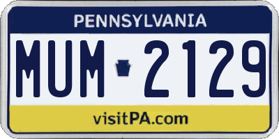 PA license plate MUM2129