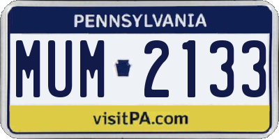 PA license plate MUM2133