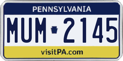 PA license plate MUM2145