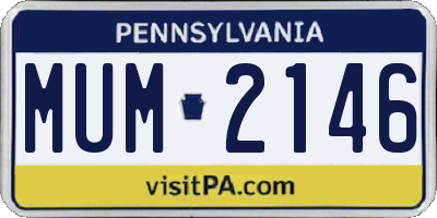PA license plate MUM2146