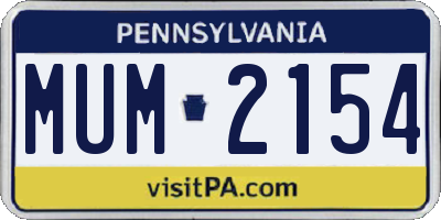 PA license plate MUM2154