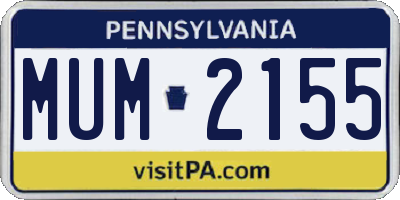 PA license plate MUM2155