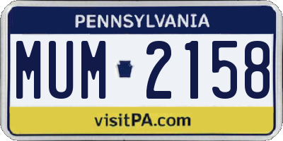PA license plate MUM2158
