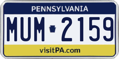 PA license plate MUM2159