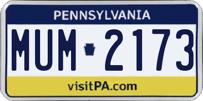 PA license plate MUM2173