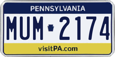 PA license plate MUM2174