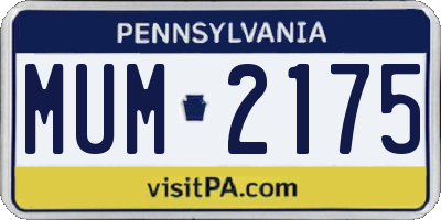 PA license plate MUM2175