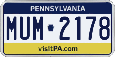 PA license plate MUM2178