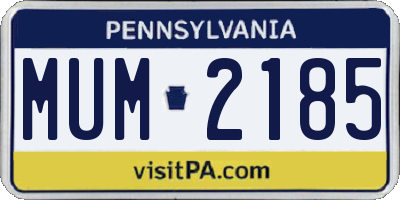 PA license plate MUM2185