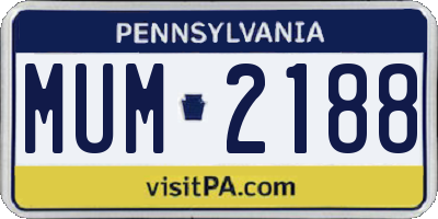 PA license plate MUM2188