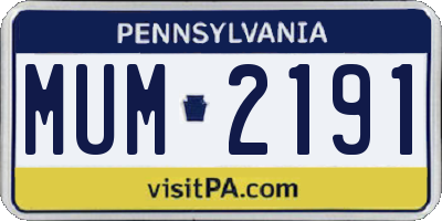 PA license plate MUM2191