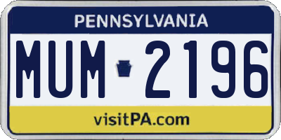 PA license plate MUM2196