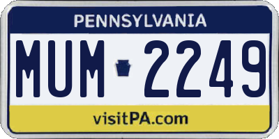 PA license plate MUM2249