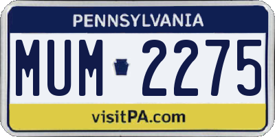PA license plate MUM2275