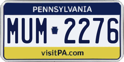 PA license plate MUM2276