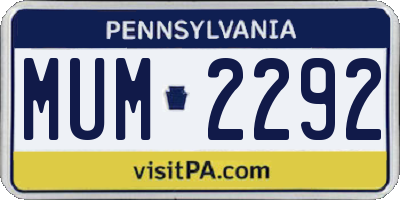 PA license plate MUM2292