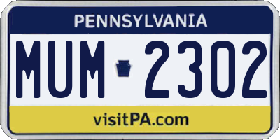 PA license plate MUM2302