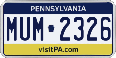PA license plate MUM2326