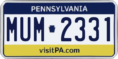 PA license plate MUM2331