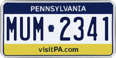 PA license plate MUM2341