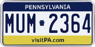 PA license plate MUM2364