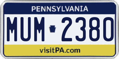PA license plate MUM2380