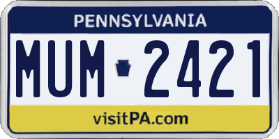 PA license plate MUM2421