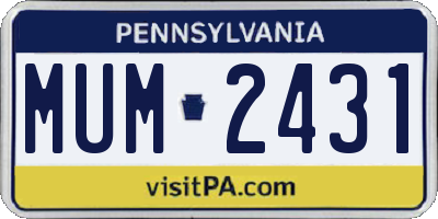PA license plate MUM2431