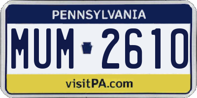 PA license plate MUM2610