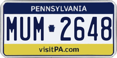 PA license plate MUM2648