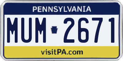 PA license plate MUM2671