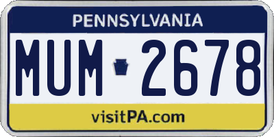 PA license plate MUM2678