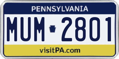 PA license plate MUM2801