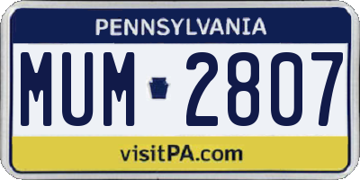 PA license plate MUM2807