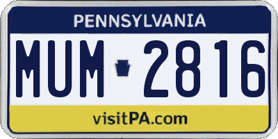 PA license plate MUM2816