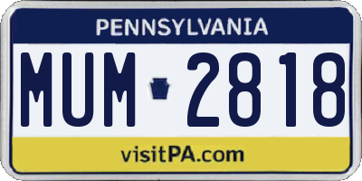 PA license plate MUM2818