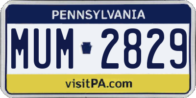PA license plate MUM2829