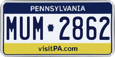 PA license plate MUM2862