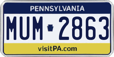 PA license plate MUM2863