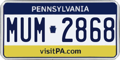 PA license plate MUM2868