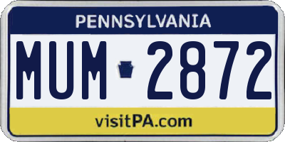 PA license plate MUM2872