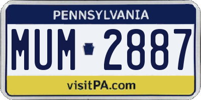 PA license plate MUM2887