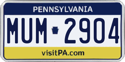 PA license plate MUM2904