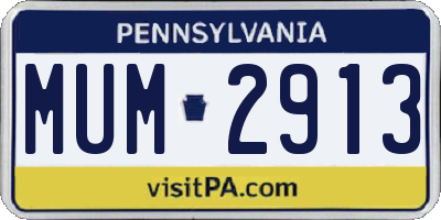 PA license plate MUM2913