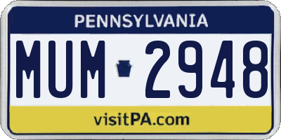 PA license plate MUM2948