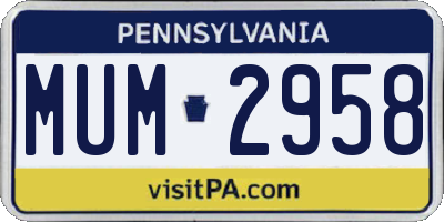 PA license plate MUM2958