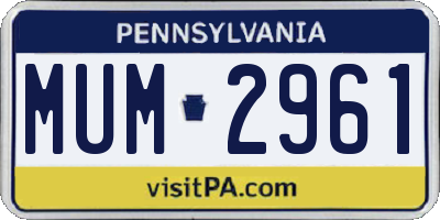 PA license plate MUM2961